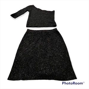 ✨Two Piece Sparkly One Shoulder Top and Skirt Small